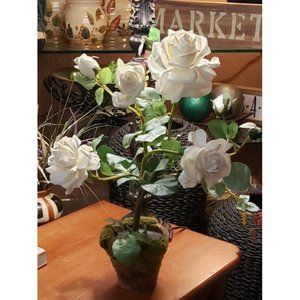 Rose Bush In Mossy Vase